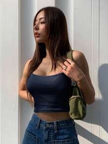 DAZY Einfarbiges, Verkürztes Camisole Tanktop