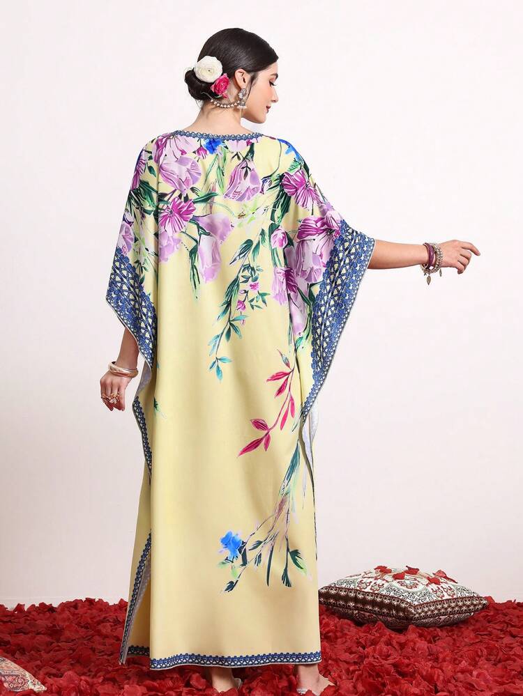 Women's Style Batwing Sleeve Floral Print Dress