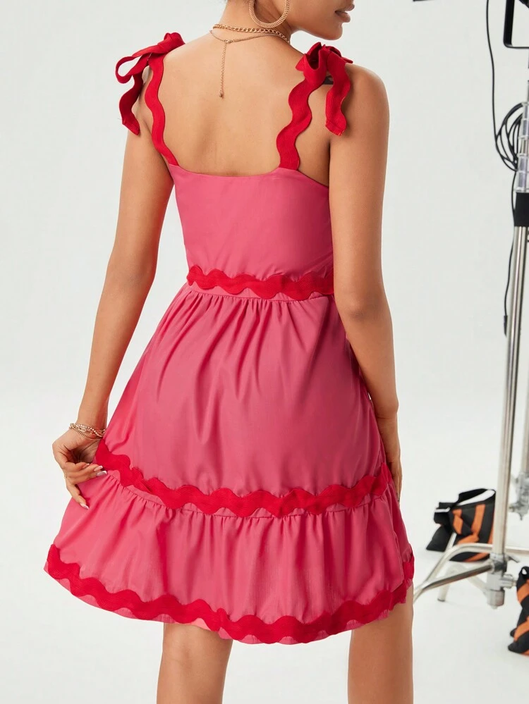Women's Color Block Shoulder Knot Dress