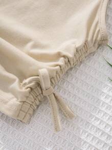 SHEIN Leap Crew Tween Girls Street Style Knit Sleeveless Tank Top For Summer, 4pcs/Set Or Multiple Sets Available - Khaki - View 5