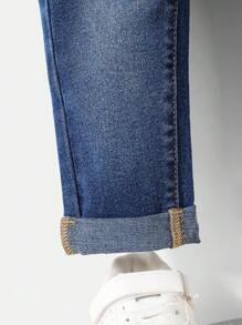 SHEIN Baby Boy High-Stretch Water Wash Casual Denim Pants - Dark Wash - View 4