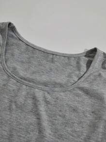 SHEIN Unity Của phụ nữ Màu thuần Vòng cổ Ngắn tay Áo thun - Nhiều màu - Xem 8