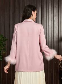 Modelyn Chaqueta De Blazer Con Capa De Cuello Y Puños Peludos