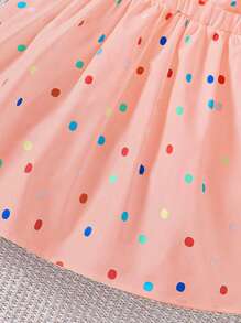 SHEIN Niedliches Gepunktetes Casual-kleid Mit Regenbogen-druck Für Junge Mädchen - Pink - Übersicht 3