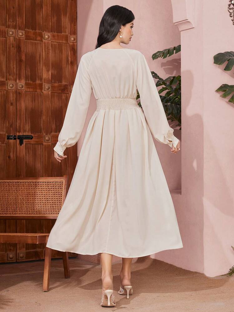 Women's Solid Color Lantern Sleeve Dress