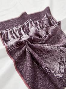 SHEIN Clasi Denim-Effect and Floral Print Leggings - Grey - View 7