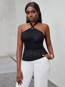 Zolique Women's Backless Halter Knit Top