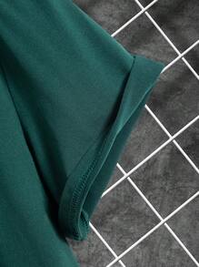 Manfinity Homme Men's Plain Solid Color Round Neck Short Sleeve T-Shirt - Dark Green - View 5