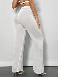 SHEIN Unity 女士純色針織毛衣褲 - 白色 - 查看 2