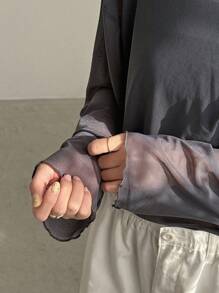 FRIFUL 女士透明网眼T恤，返校服装 - 深灰色 - 查看 6