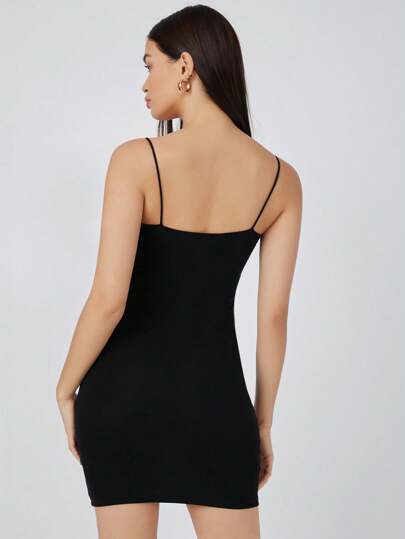 SHEIN BASICS Đầm dự tiệc tối giản đơn Bodycon trơn