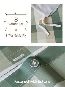 LongNap™ 3-teiliges Bettbezug-Set im Premium Gingham Preppy Stil, dicker Stoff mit 95GSM, angenehmes und atmungsaktives Gefühl für heiße Schläfer, ideal für Schlafzimmer oder Studentenwohnheime, Bettbezug mit Knöpfen und 8 Eckbändern *1, Kissenbezug *1/2, Grün