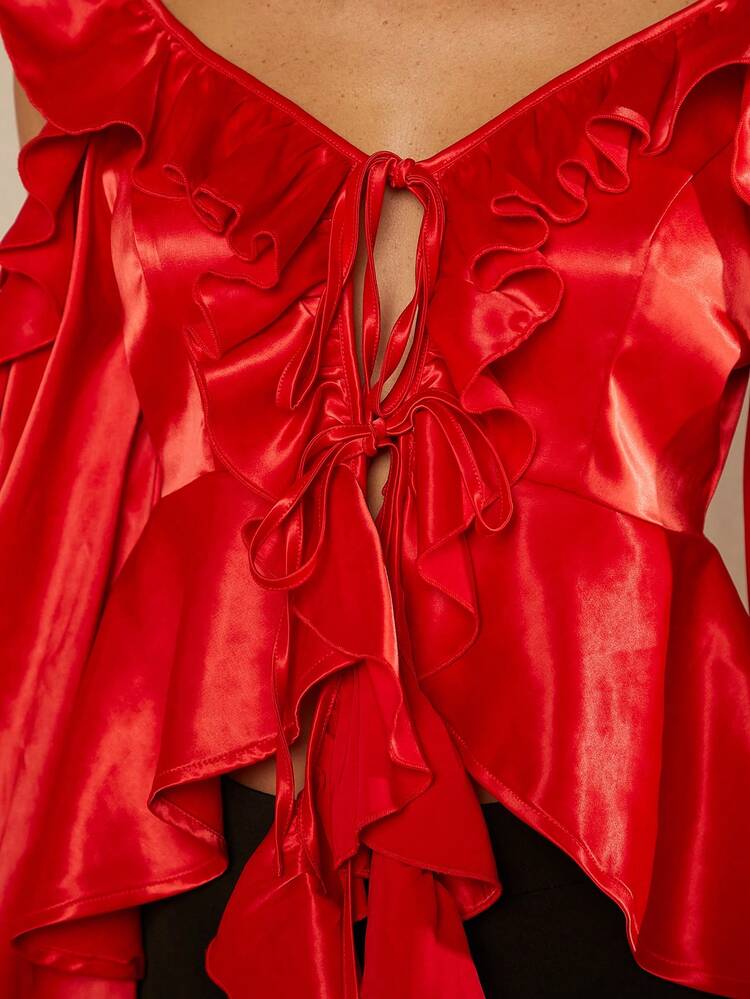 Allover Ruffle Flounce Sleeve Blouse