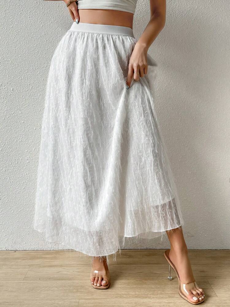 Women's Elastic Waist Mesh Skirt
