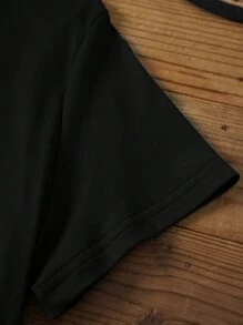 SHEIN LUNE Casual Short Sleeve V-Neck Dress With Rhinestone Motif