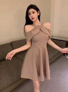 DAZY 女士露肩 A 字形礼服舞会礼服 - 粉色 - 查看 7