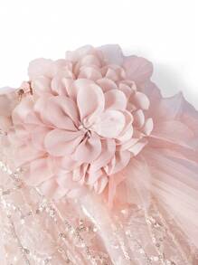 SHEIN Belle Vestido De Noche Decorado Con Flores 3d Y Lentejuelas, Encaje Y Detalles De Piel Con Estilo Pesado - Rosa - Ver 13