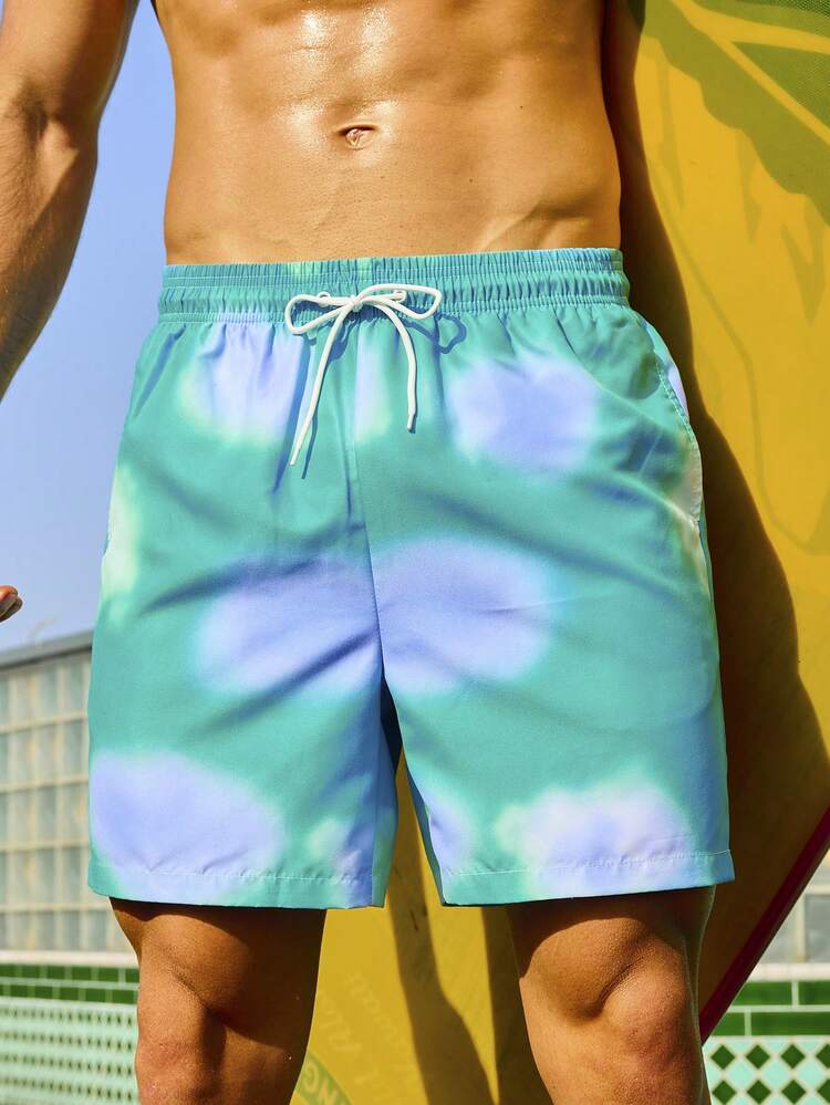 Men'S Tie-Dye Elastic Waist Beach Shorts