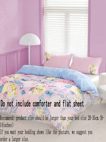 Nick 90s | SHEIN Cartoon Letter Printed Duvet Cover Set - Multicolor - View 8
