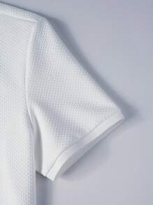 Manfinity Mode 男士纯色纯色工作休闲领 Polo 衫，适合丈夫 - 白色 - 查看 5