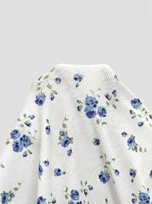 SHEIN Maternity Casual Floral Print Ruched Bodycon Spaghetti Strap Dress - White - View 6