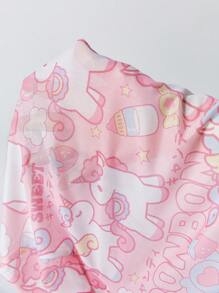 ROMWE Của phụ nữ Dễ thương Và Kawaii Kỳ lân , Dâu tây , Bình sữa In Lưới Áo - Nhiều màu - Xem 7