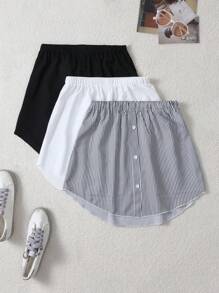 SHEIN LUNE Women's Elastic Waist Curved Hem Skirt 3pcs Set - Multicolor - View 6