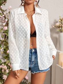 Chiquease Women's Textured Long Sleeve Shirt Fall Cloth For Women - White - View 3