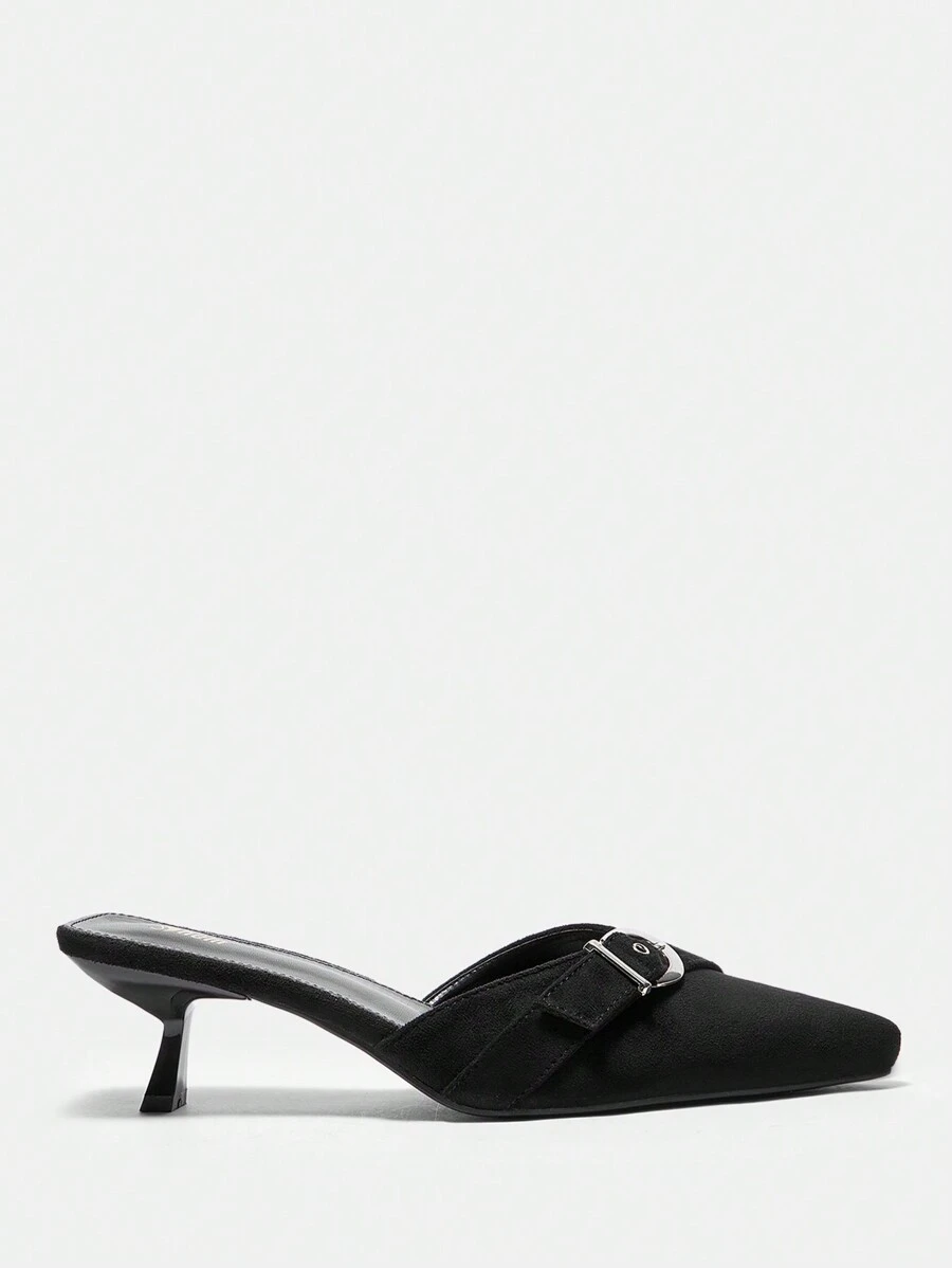 SheIn BIZ Giày Nữ Mũi Nhọn Giày Cao Gót Đơn Giản Bít Mũi - màu đen - Xem 1