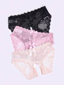 3 Cái/bộ Quần Lót Ren Hở Đáy Quần Nữ Gợi Cảm - Nhiều màu - Xem 2