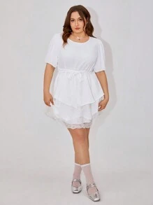 SHEIN Qutie Plus Size White Women Blouses - White - View 3