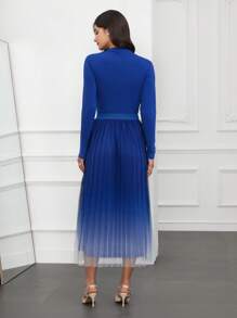 Modelyn Women Two-piece Outfits Asimetris Ruched Plain Casual Anggun - Biru - View 2