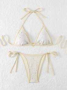 SHEIN Swim Summer Color Blocked Bikini Set With Sequin Decoration - Apricot - View 7