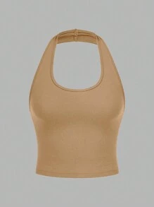 SHEIN EZwear 4件裝休閒簡約短版掛脖上衣，修身女款背心，適合夏季 - 彩色 - 查看 4