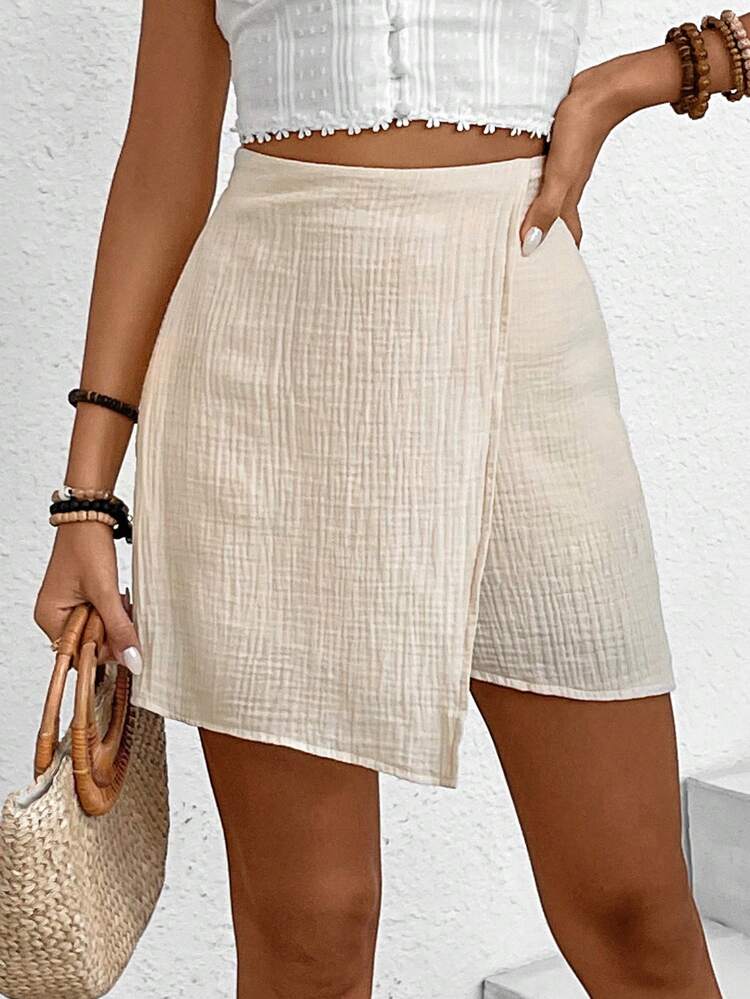 Women's Crepe Asymmetrical Hem Skirt Winter Casual