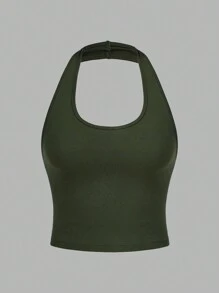 SHEIN EZwear 4件裝休閒簡約短版掛脖上衣，修身女款背心，適合夏季 - 彩色 - 查看 10
