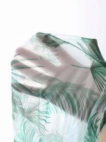 Swim Lushoire Summer Beach Women's Tropical Pattern V-Neck Cover Up Dress - White - View 5