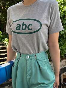 DAZY 女士寬鬆短袖t卹,印有字母印花 - 灰色 - 查看 5