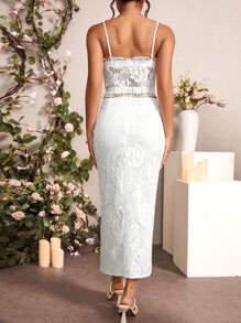 SHEIN Unity Lace Cami Top & Skirt Set - White - View 2
