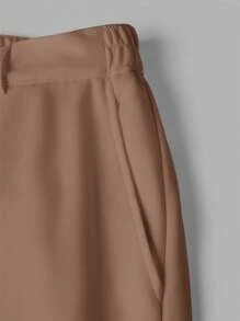 Manfinity Homme Nam Màu thuần Quần short Với Túi xéo - Màu Khaki - Xem 5