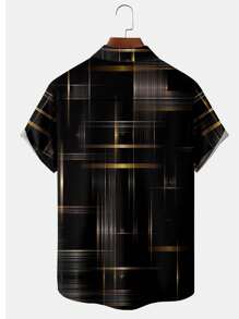 Camicia a maniche corte con stampa 3D, camicia casual da spiaggia con stampa alla moda e bottoni