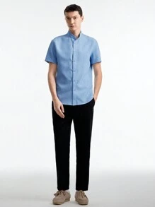 GENTILAND Nam Dệt Áo sơ mi - Màu xanh nhạt - Xem 5