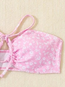 SHEIN Swim Little Floral Print Bikini Set, Summer Beach - Multicolor - View 4