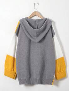 2024 Otoño/Invierno Nuevo estilo de moda Suéter casual con capucha de manga larga con bloqueo de color con botones para mujer, adecuado para ropa exterior