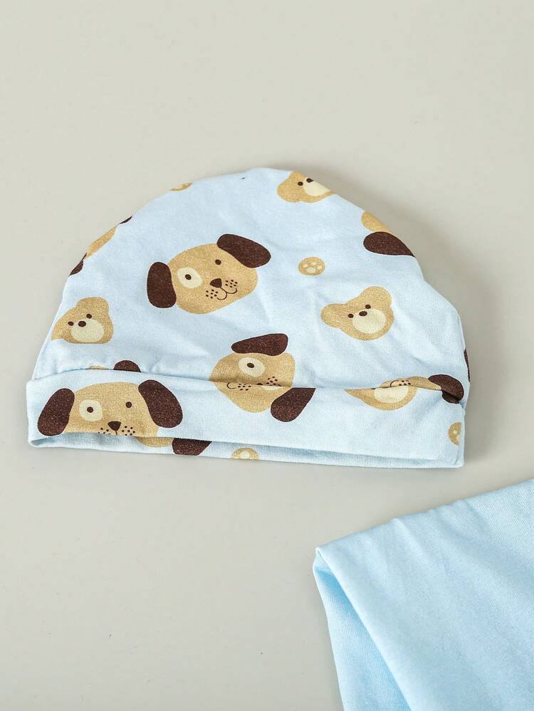 Baby Boy 5pcs/Set Romper, Stripe Pants, Hat, Bib, Swaddle Blanket Gift Set
