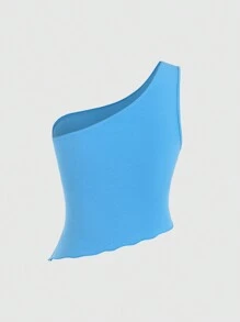 SHEIN Unity Ladies' One Shoulder Sleeveless Top With Floral Print - Blue - View 2