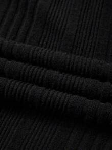 SHEIN ICON Của phụ nữ Kích thước lớn Màu thuần Xu hướng: Cắt giảm Váy không tay - màu đen - Xem 5