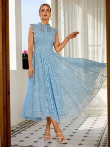 Simplee Women's Elegant Vintage Lace Flared Dress, Party Dress, Wedding Dress, Birthday Dress, Graduation Dress