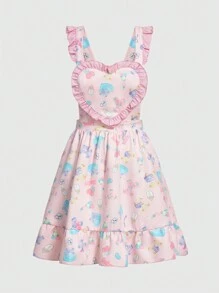 Kawaii Váy dây mảnh trang trí nơ cho nữ có viền xếp nếp phía sau, đi học - Nhiều màu - Xem 1