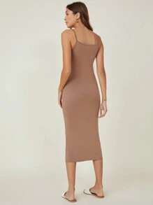 SHEIN BASICS Solid Cami Bodycon Dress